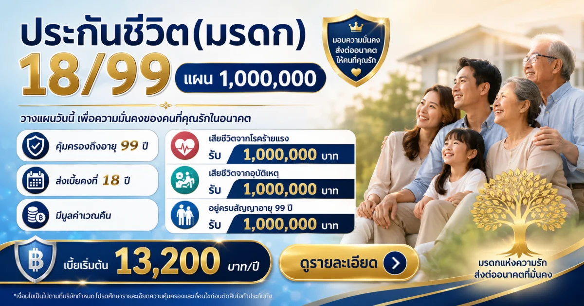 ประกันชีวิต(มรดก) 18/99 แผน 1,000,000