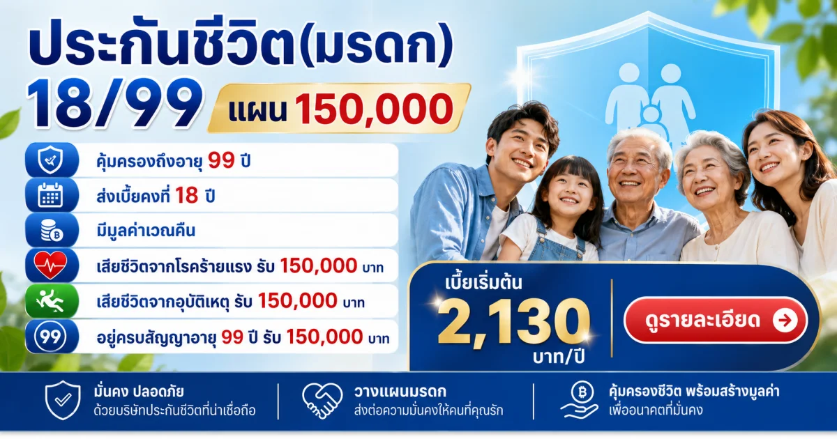 ประกันชีวิต(มรดก) 18/99 แผน 150,000